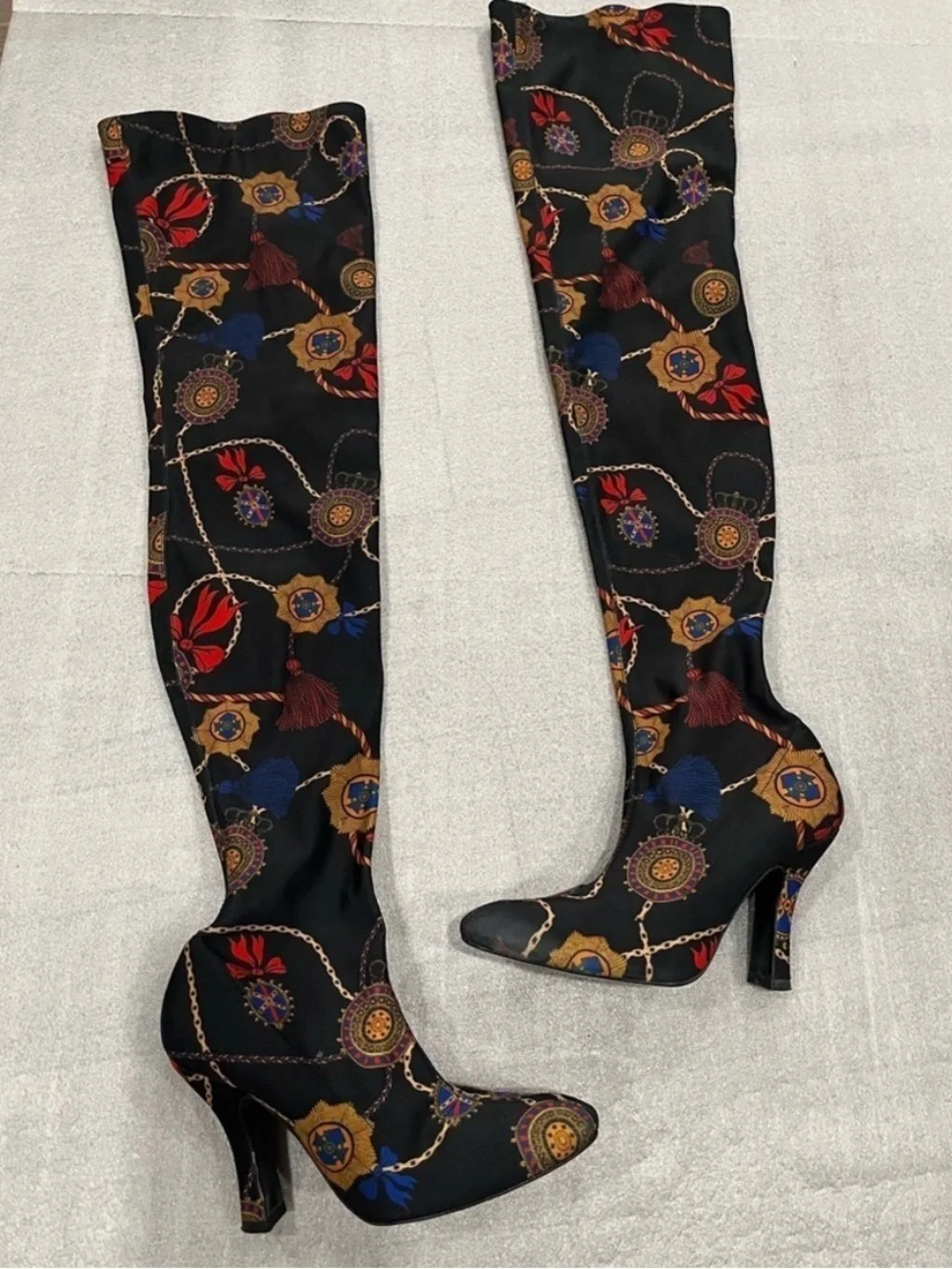 Zara Patterned Navy Statement Booties